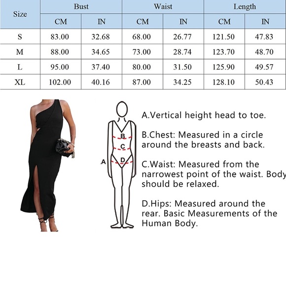 One shoulder black side slit open side dress - Picture 4 of 4